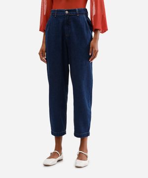 calça cenoura feminina jeans cós elástico azul