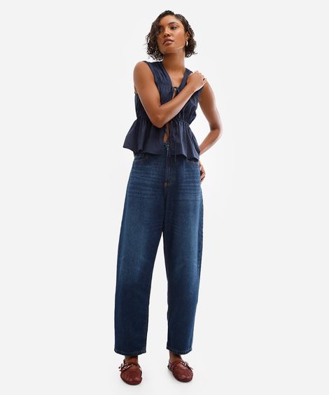 calça balloon feminina jeans azul