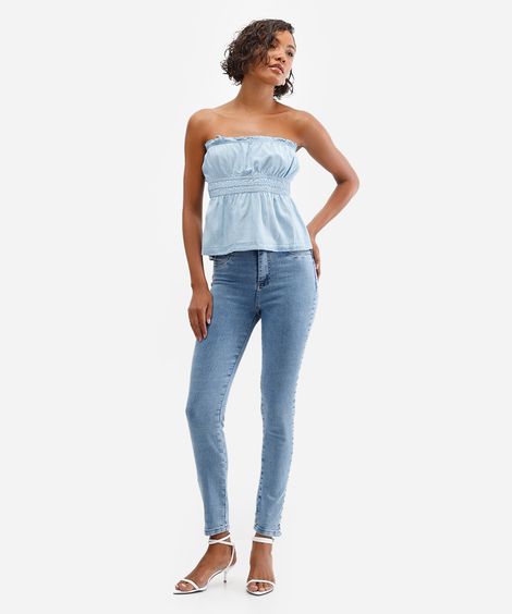 calça skinny feminina jeans sawary azul