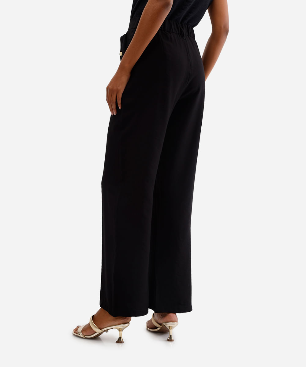calça wide leg feminina com viscose preta