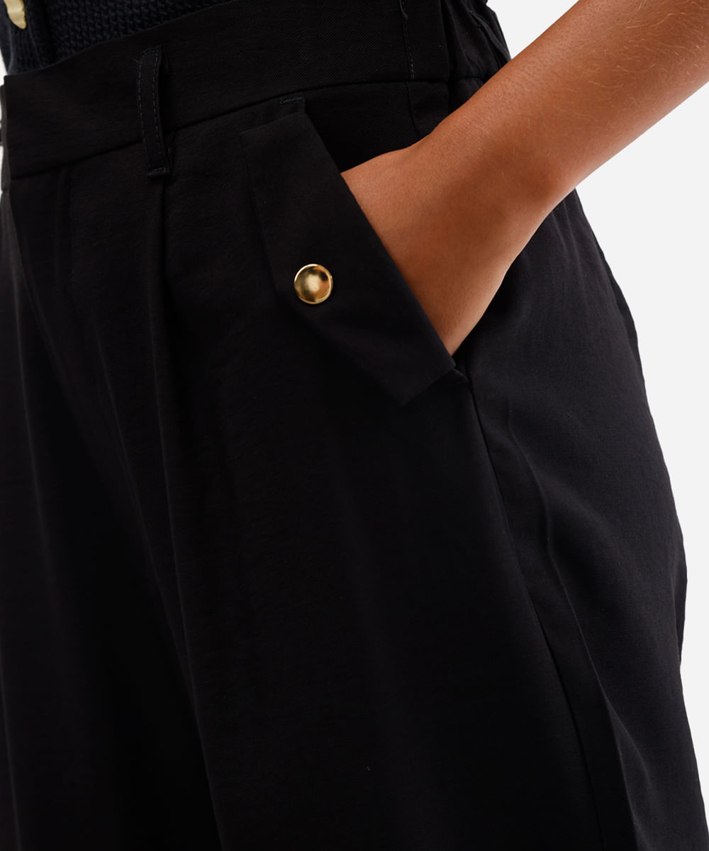 calça wide leg feminina com viscose preta