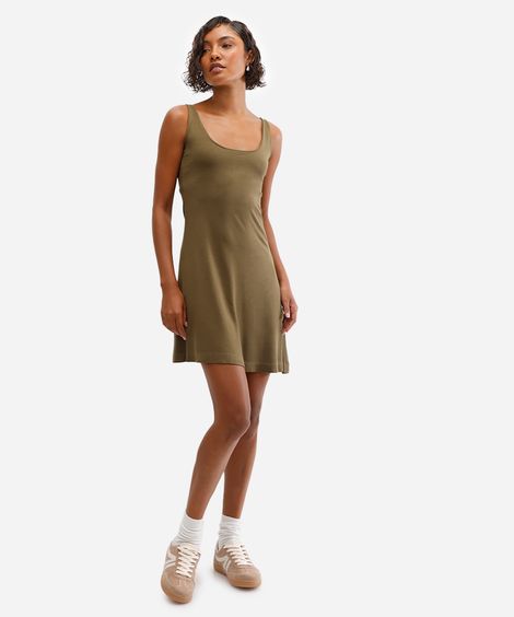 vestido básico feminino de viscose - verde escuro