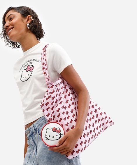 bolsa ecobag dobrável hello kitty rosa