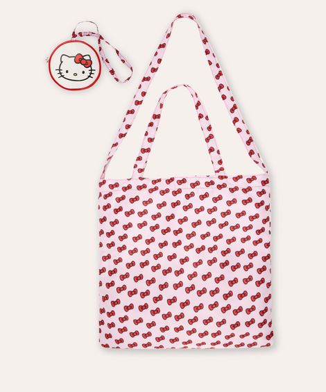 bolsa ecobag dobrável hello kitty rosa