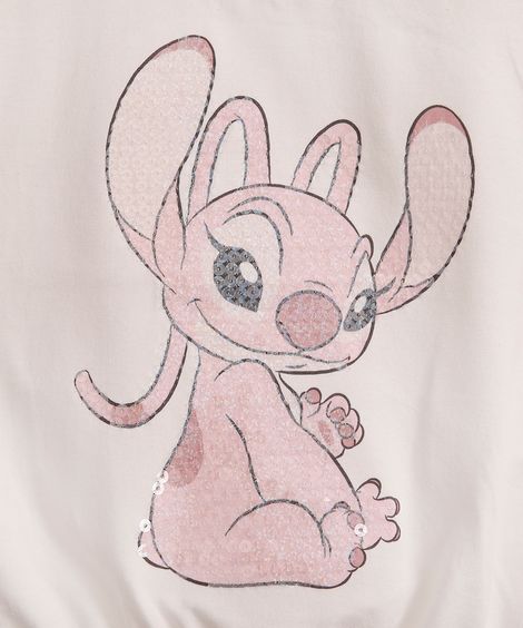 camiseta de algodão infantil angel com paetê off white