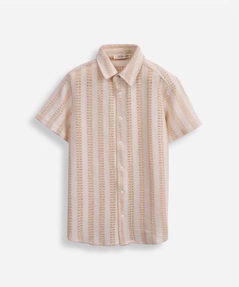 camisa de tricot juvenil texturizada off white