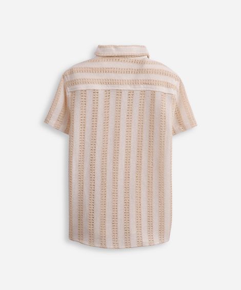 camisa de tricot juvenil texturizada off white