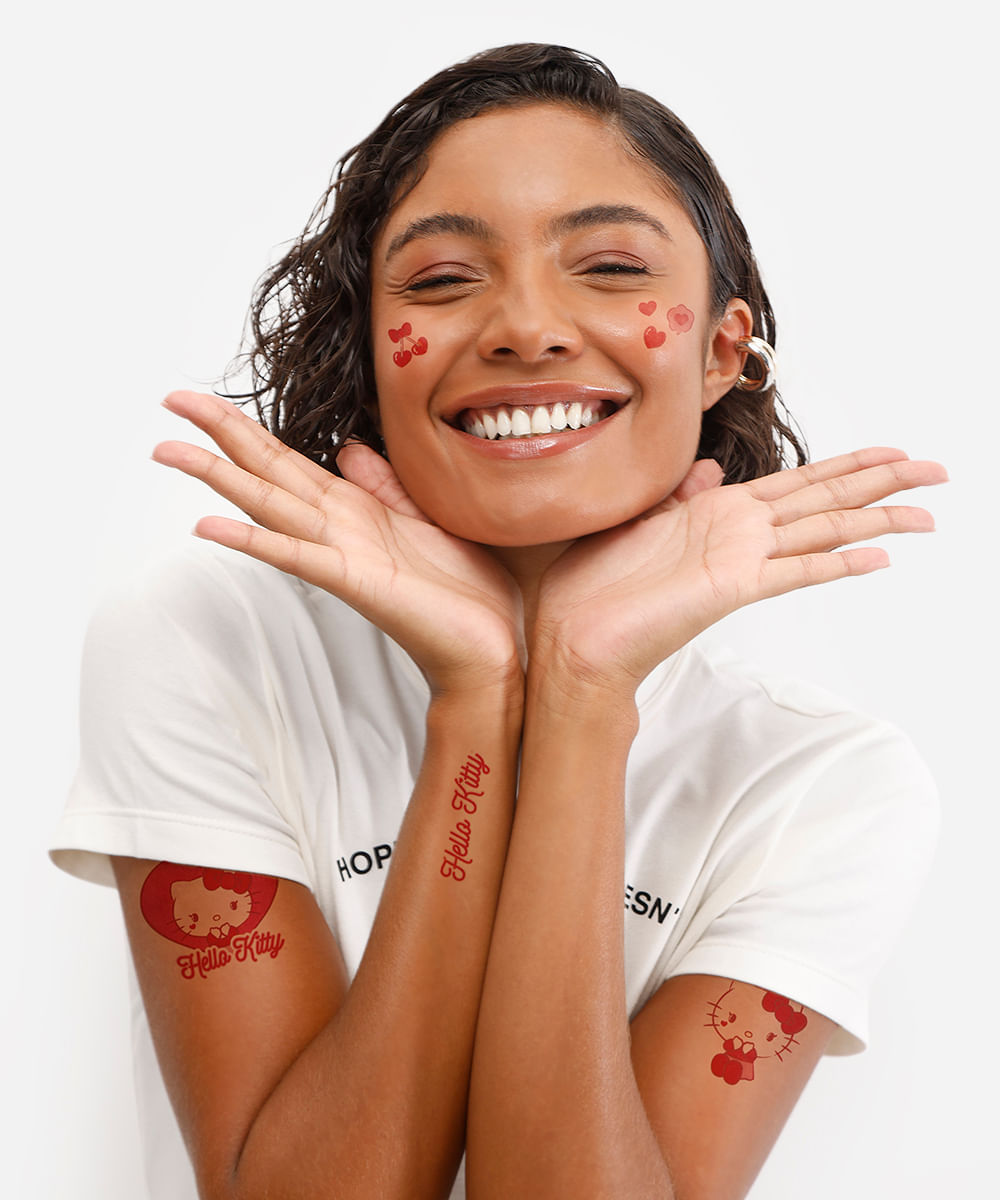 camiseta feminina hello kitty com brinde rosa