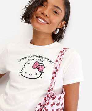 blusa feminina hello kitty com brinde off white