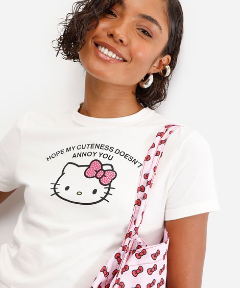 blusa feminina hello kitty com brinde off white