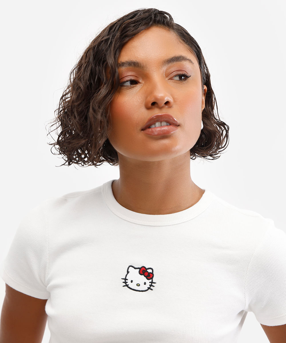 blusa feminina hello kitty canelada off white