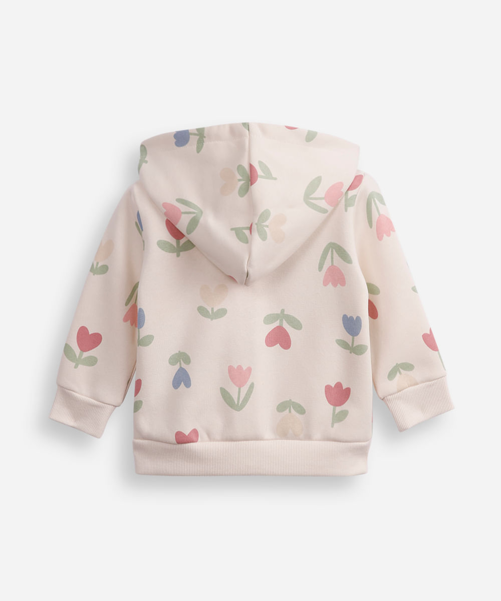 jaqueta de moletom infantil com capuz floral colorida