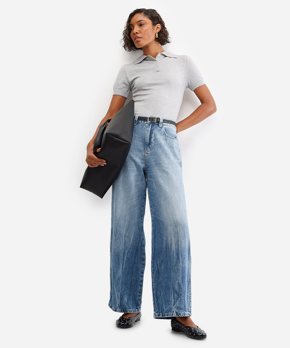 calça skater feminina jeans azul