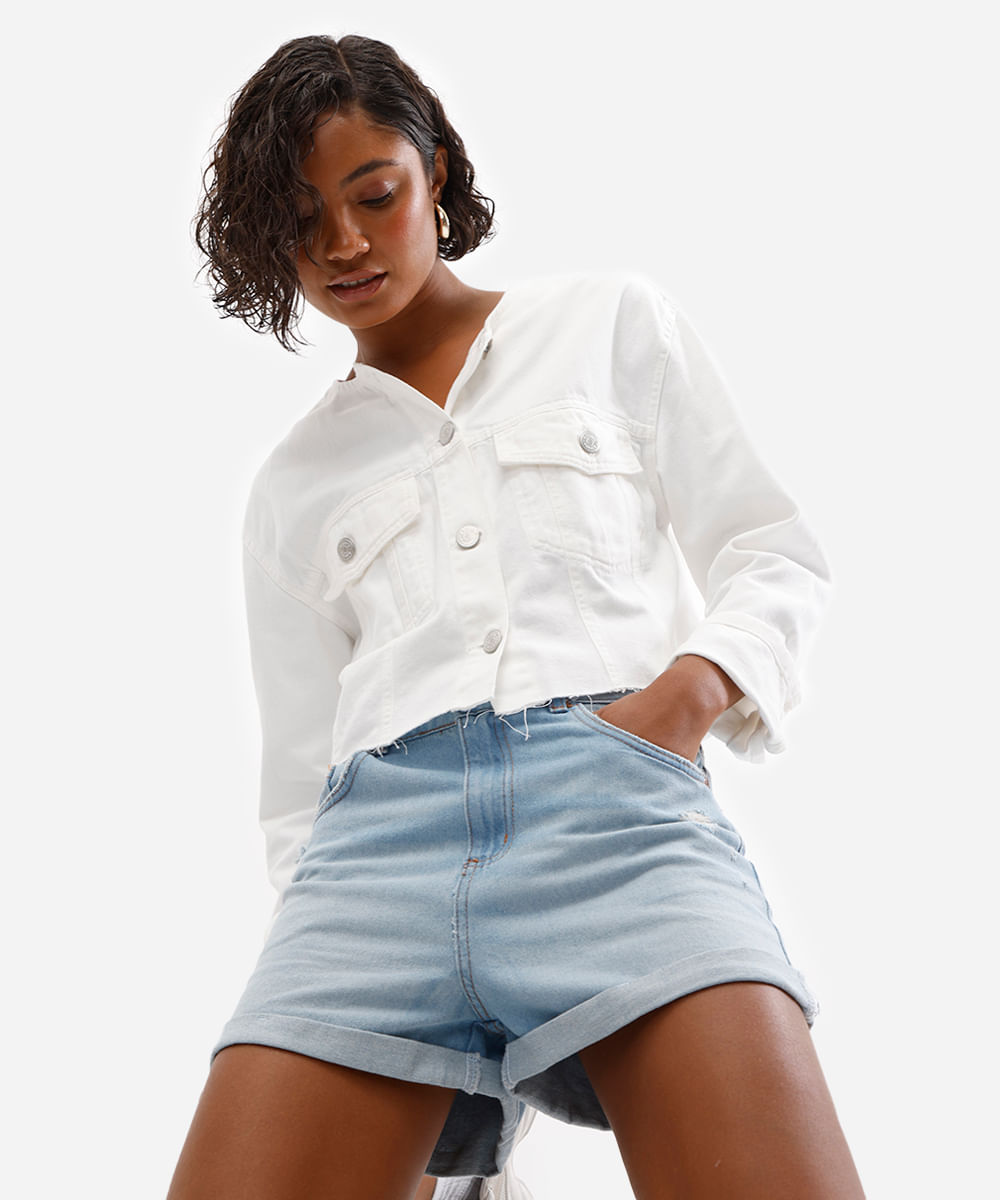 short mom feminino jeans destroyed azul