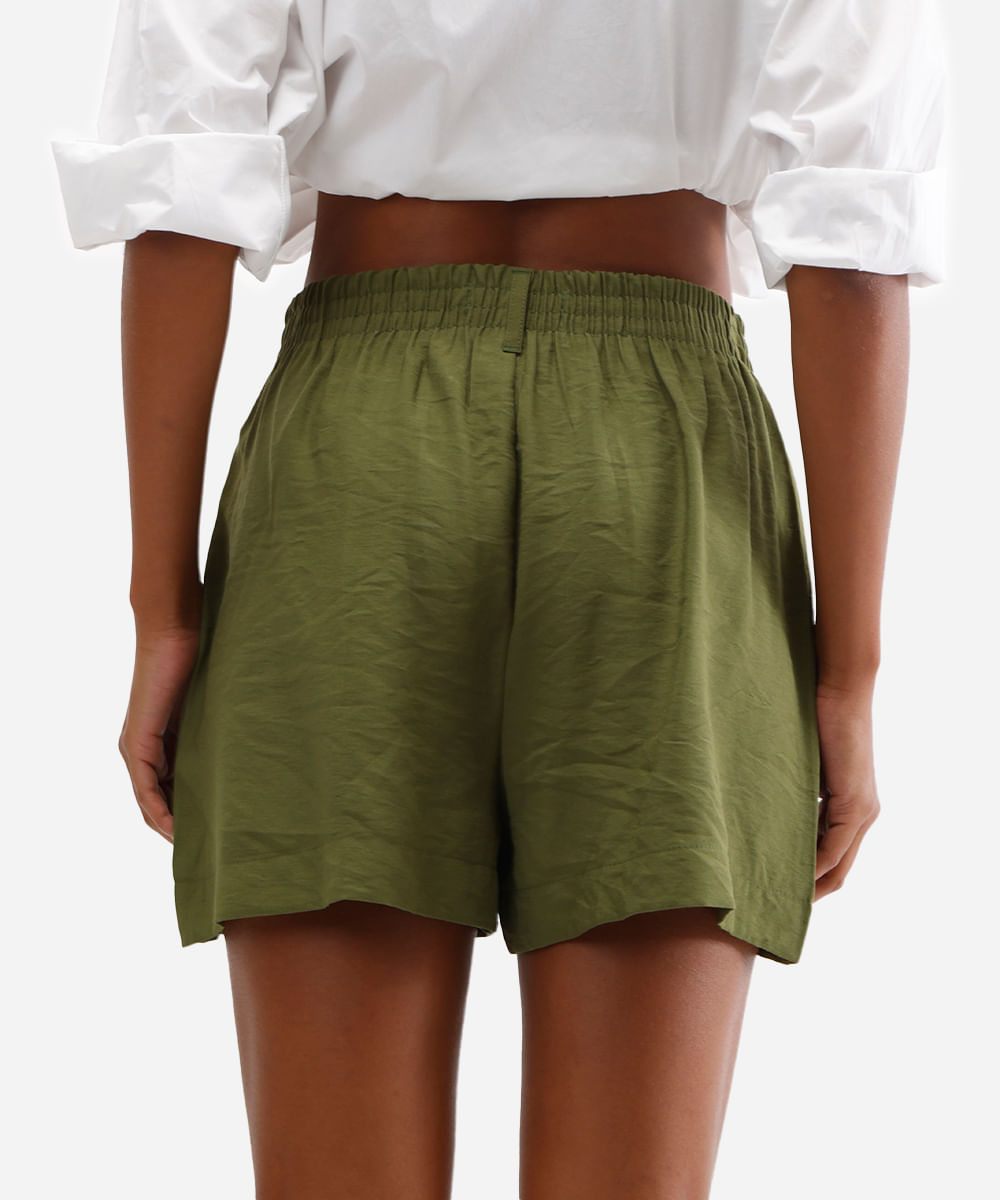 short de alfaiataria feminino cós elástico verde