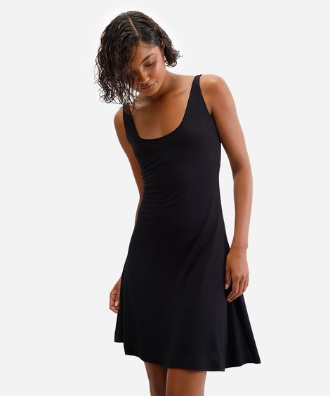 vestido básico feminino de viscose - preto