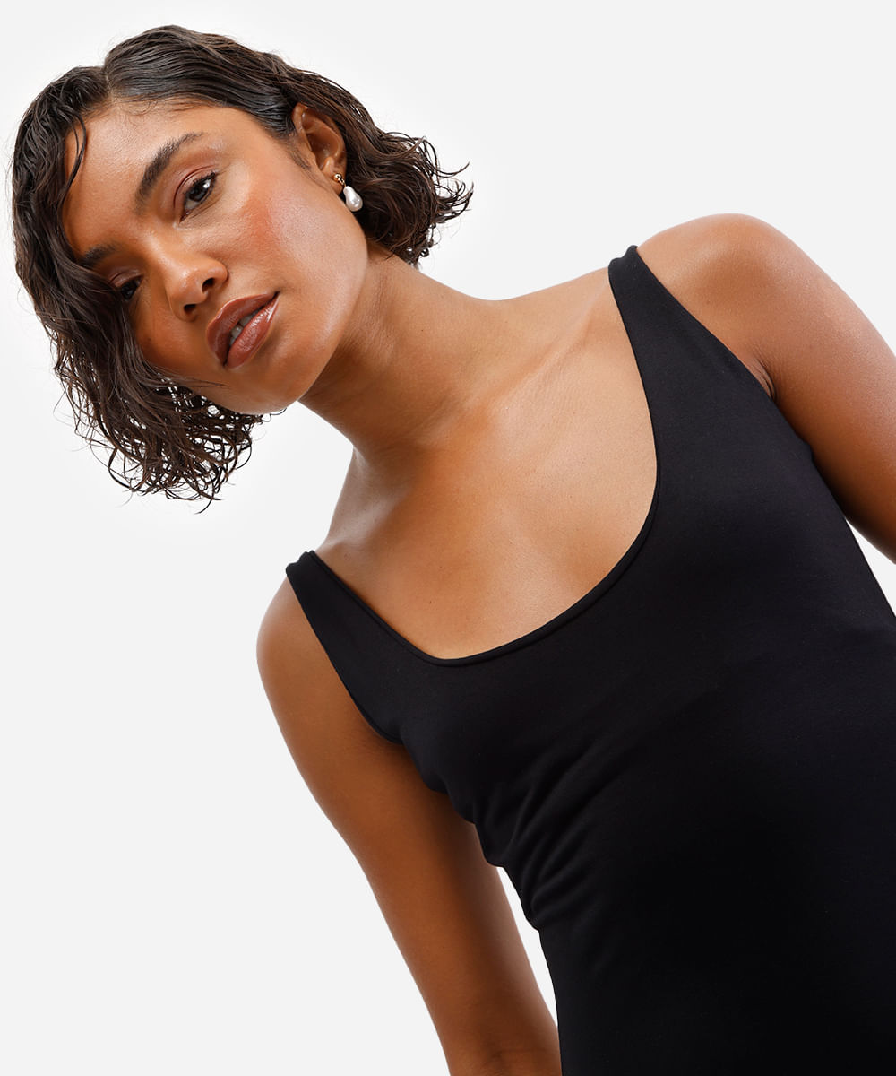 vestido básico feminino de viscose - preto