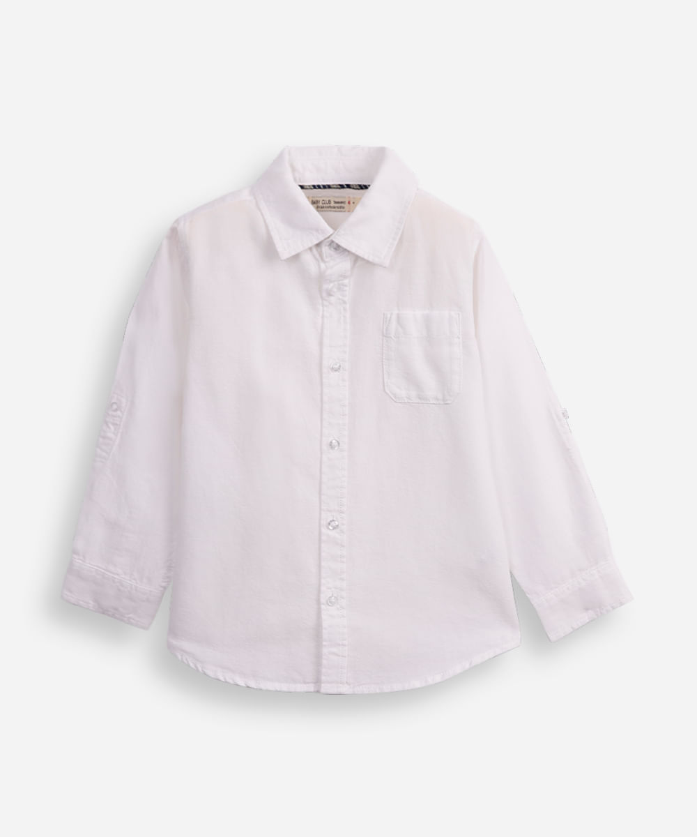 camisa de algodão infantil com martingale branca