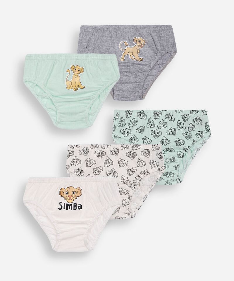 kit de 5 cuecas infantis de algodão simba colorido
