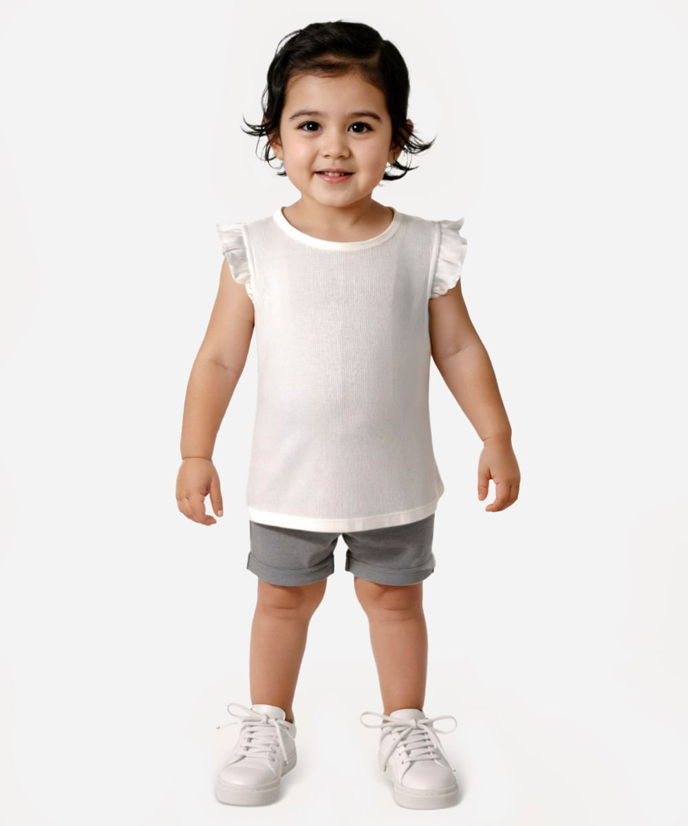 regata de algodão infantil fru fru off white