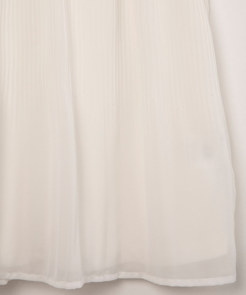 vestido infantil plissado com flores off white