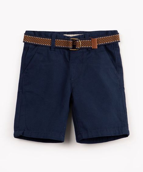 bermuda infantil de sarja com cinto azul