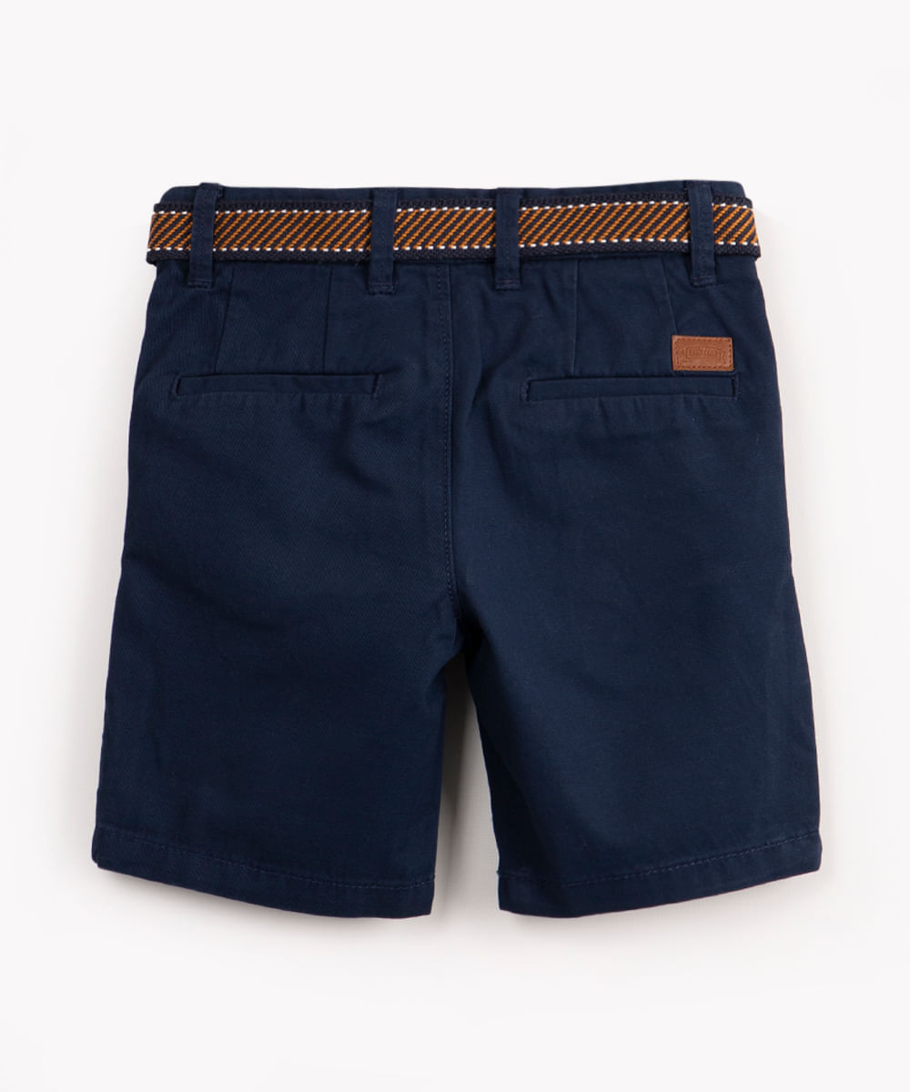 bermuda infantil de sarja com cinto azul