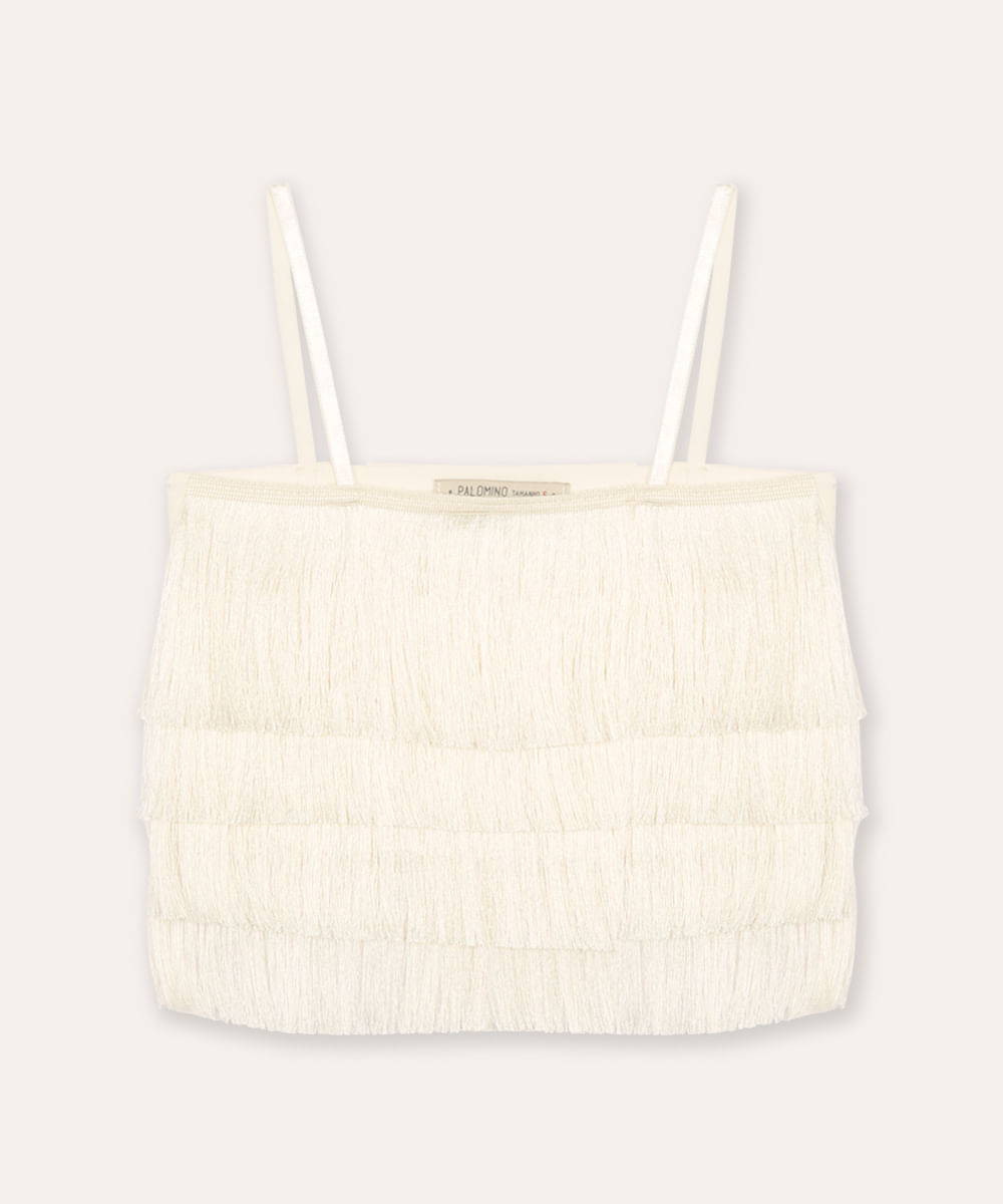 regata infantil cropped com franjas off white