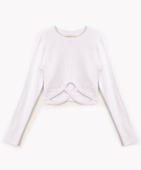 blusa juvenil canelada manga longa off white