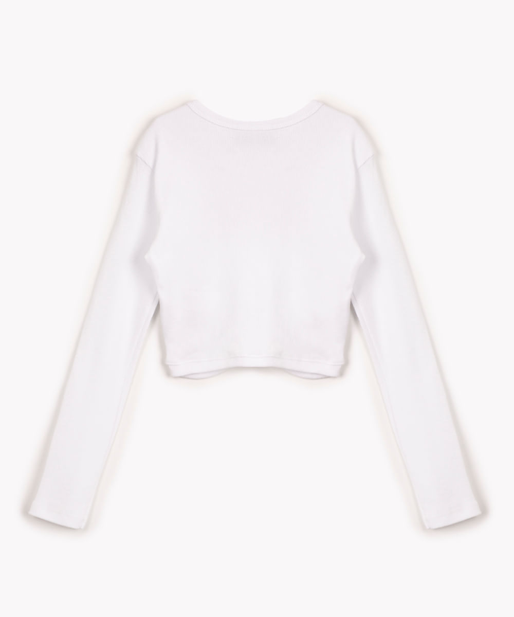 blusa juvenil canelada manga longa off white