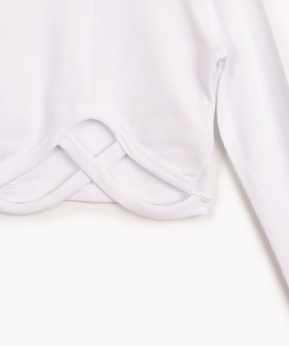 blusa juvenil canelada manga longa off white