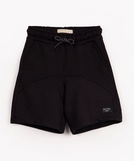 bermuda de moletom infantil com recorte preta