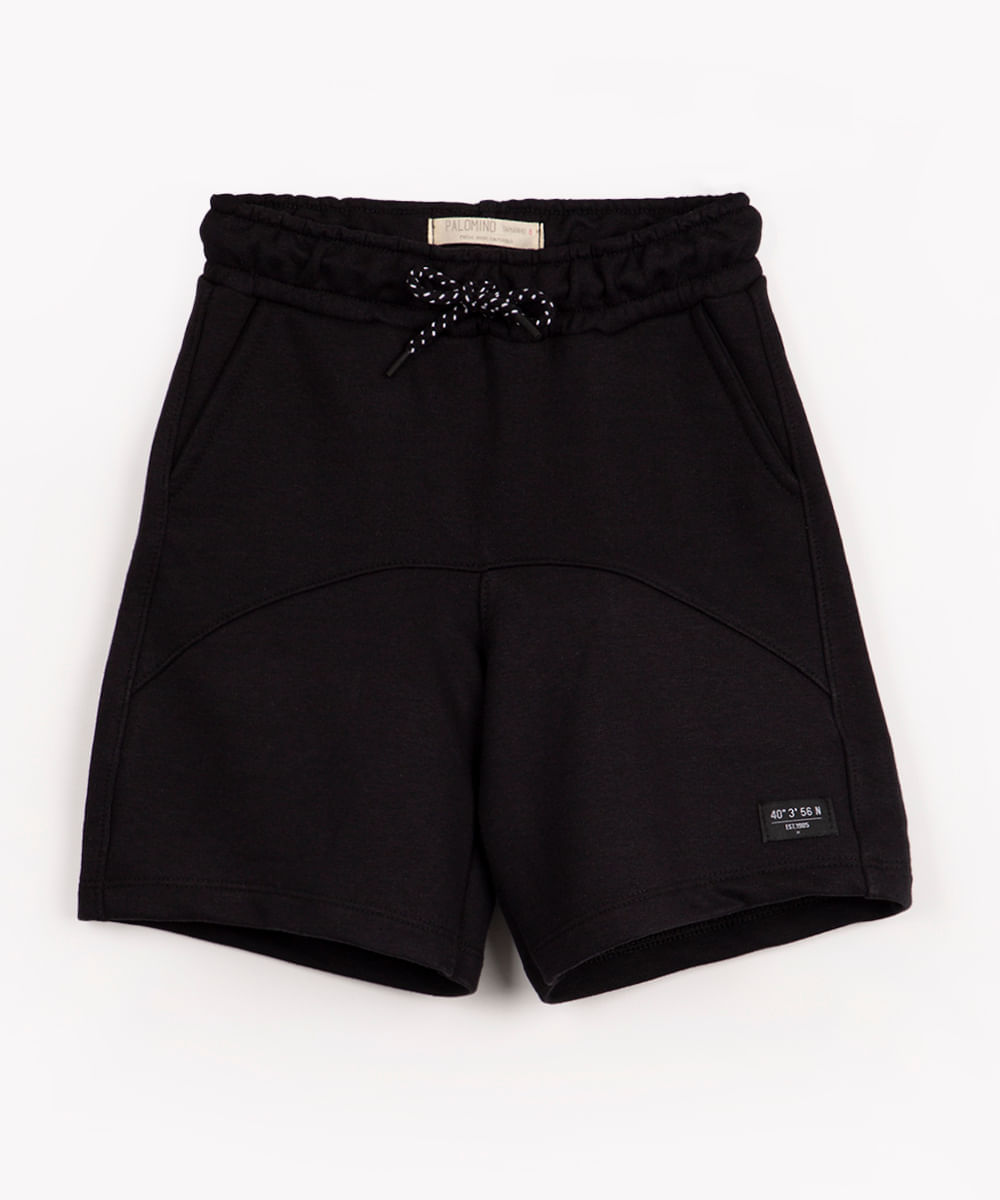 bermuda de moletom infantil com recorte preta