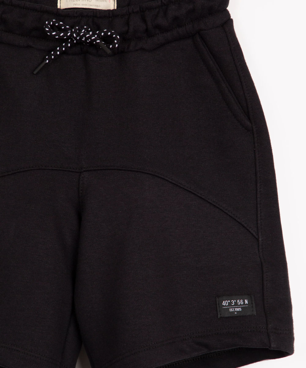 bermuda de moletom infantil com recorte preta