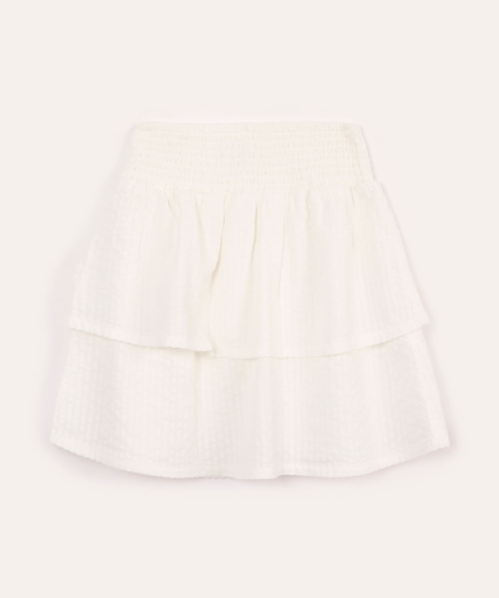 saia infantil com babados e lastex off white