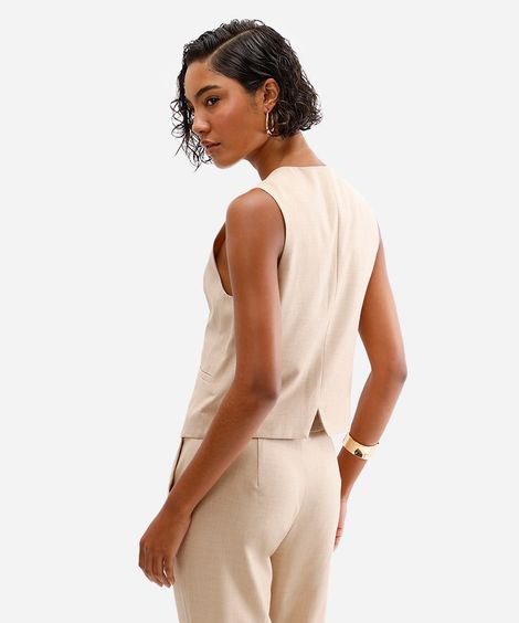 colete feminino de alfaiataria bege