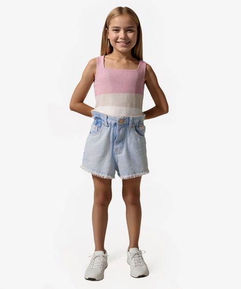 short infantil clochard jeans azul