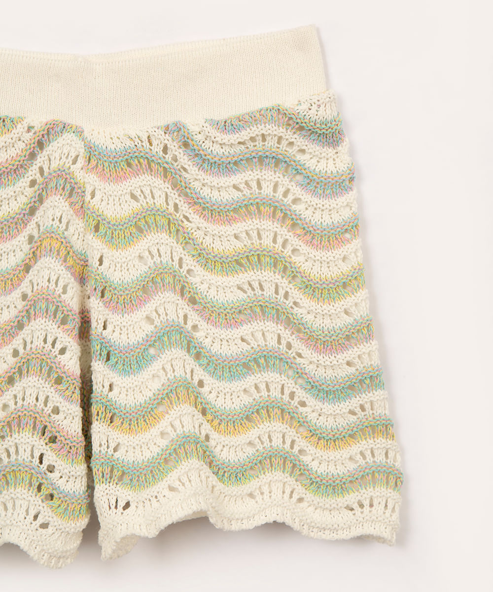 short infantil tricot cós canelado colorido
