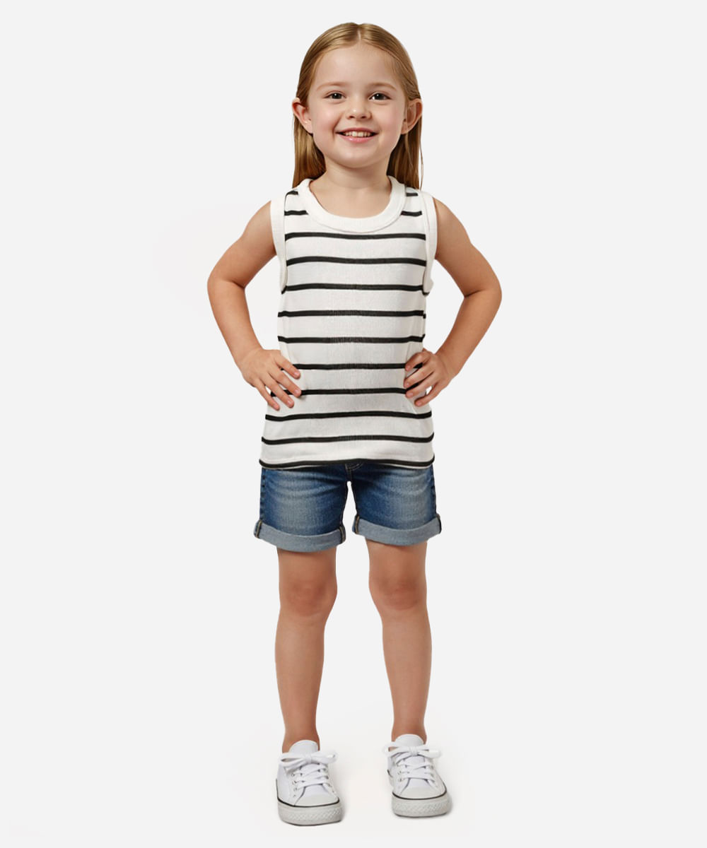 cropped de algodão infantil canelado listrado colorido