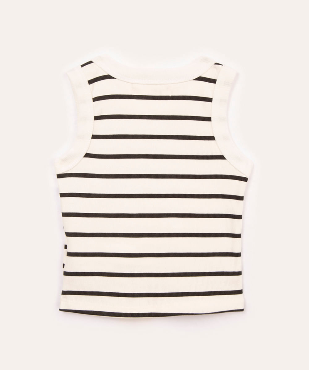 cropped de algodão infantil canelado listrado colorido