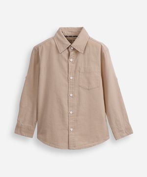 camisa de algodão infantil com martingale bege