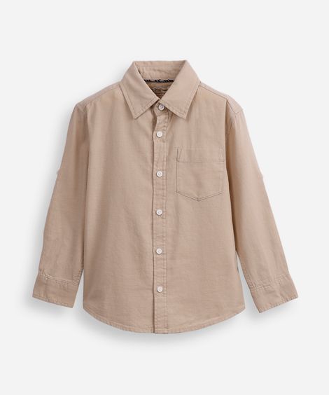 camisa de algodão infantil com martingale bege