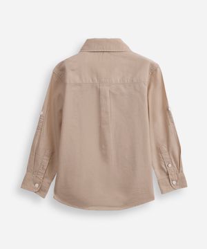 camisa de algodão infantil com martingale bege