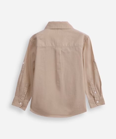 camisa de algodão infantil com martingale bege