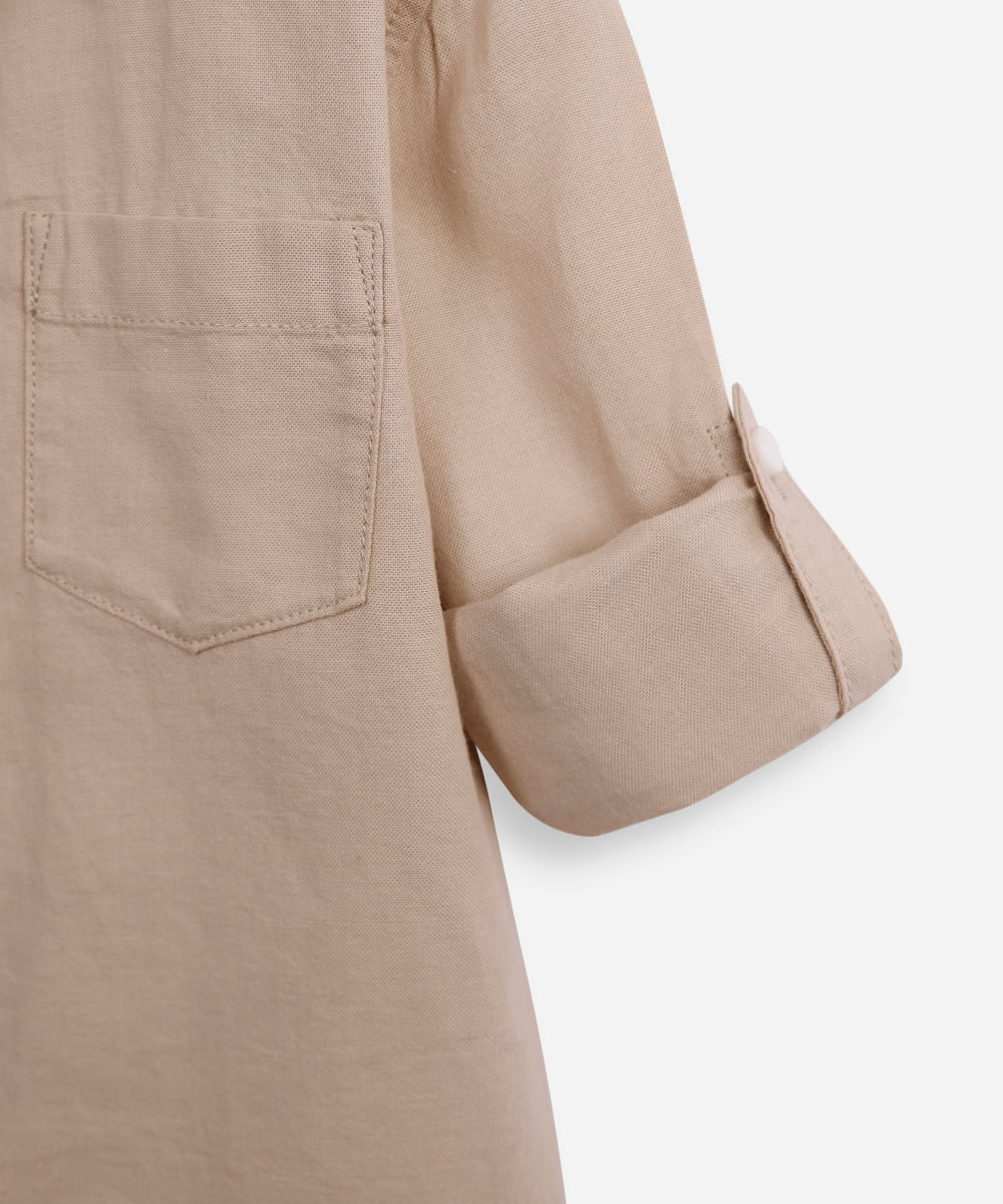 camisa de algodão infantil com martingale bege