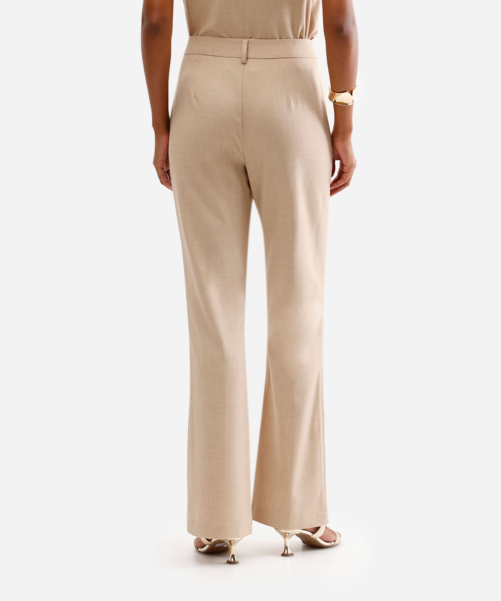 calça flare feminina de alfaiataria bege