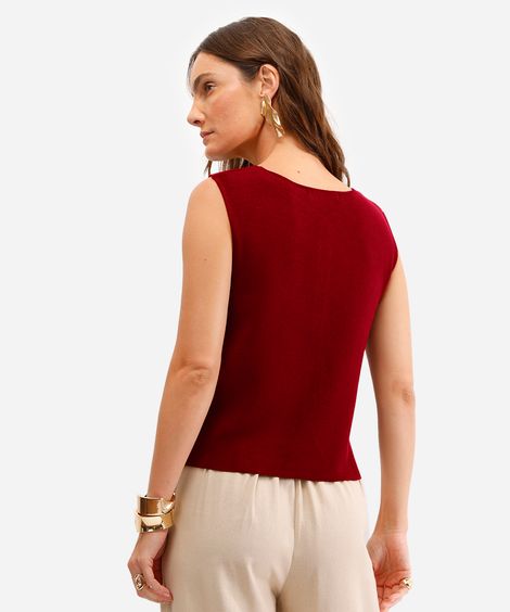 colete de tricot com botões vinho