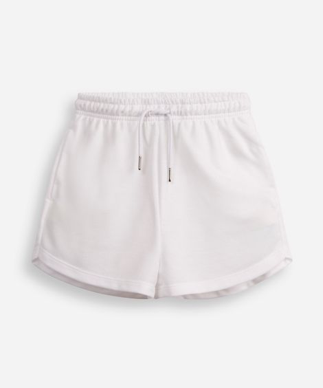 short de moletom juvenil cós com elástico e bolsos off white