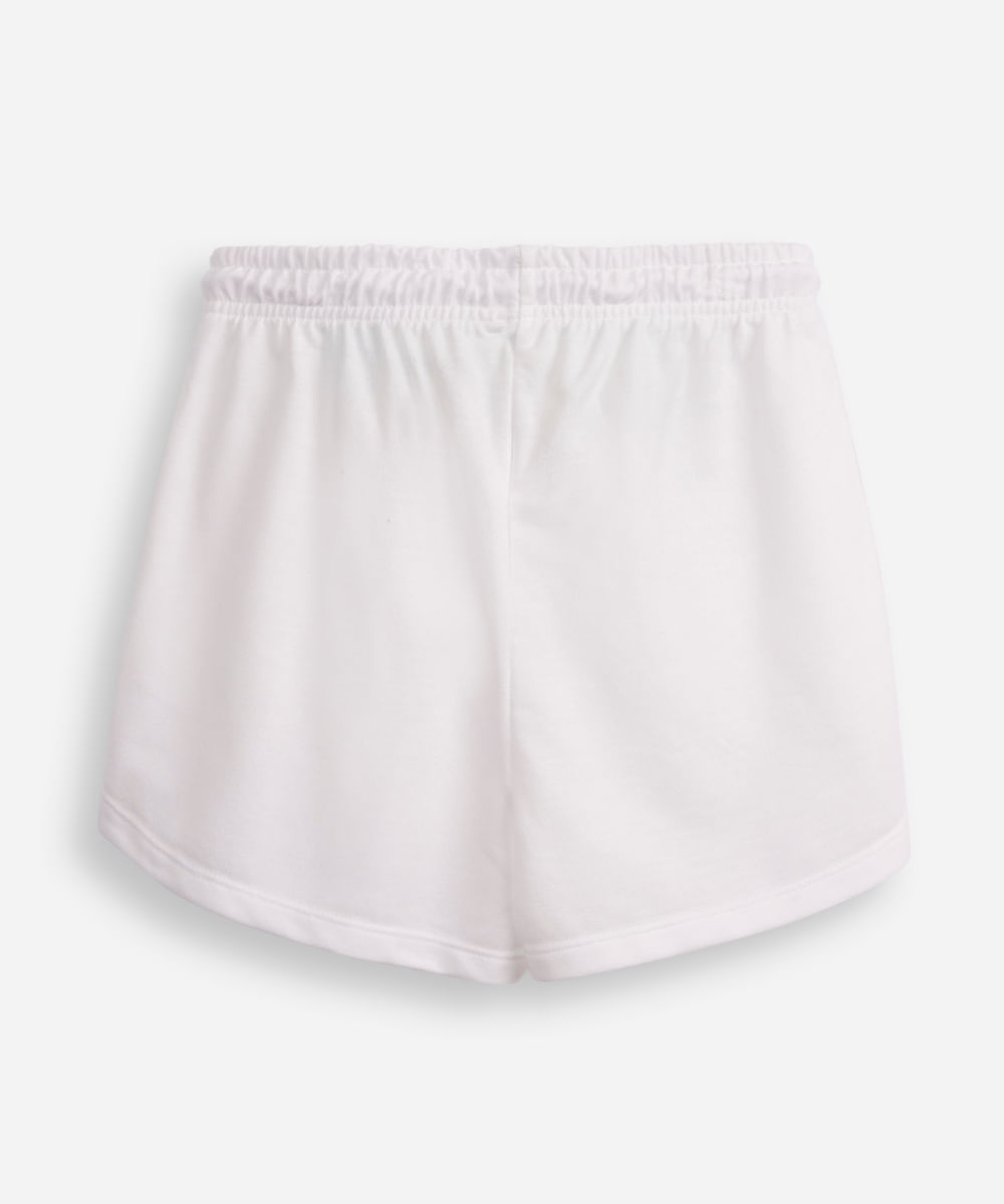short de moletom juvenil cós com elástico e bolsos off white