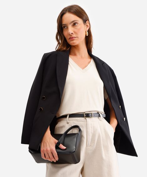 blusa feminina de viscose com renda bege